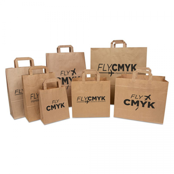 Papieren tasjes met logo - take away tassen met eigen logo (100 st) drukken