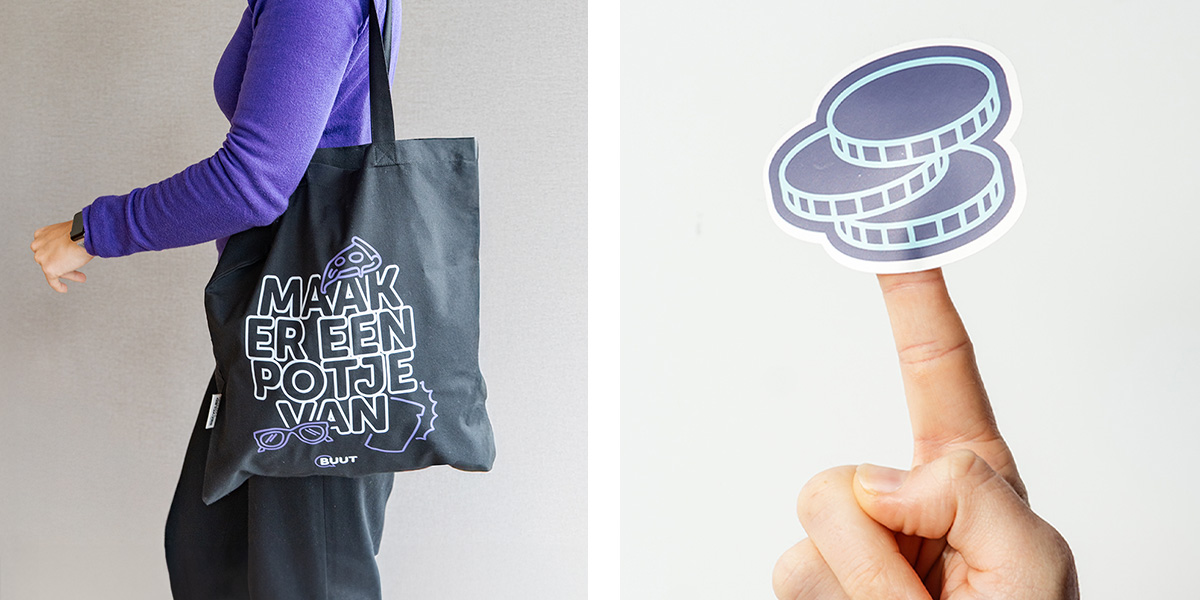 Emoji stickervellen bedrukt in BUUT stijl onderdeel van merkidentiteit en campagne Maak er een potje van